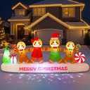 10 FT Long Gingerbread Family Christmas Inflatable Outdoor Decoration, Gingerbread Man Inflatable Holding Hands with Built-in Dynamic Light, Xmas Holiday Decor for Yard, Lawn, Patio, Garden