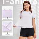 Yoga Women Short Sleeve T-Shirts UPF 30+ Sun Protection Quick Dry Athletic Running Workout Tops Ultra-Soft (Small, Purple)