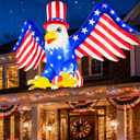 4th of July Inflatable Eagle Decorations 6FT Bald Eagle Blow up Patriotic Inflatables Outdoor Decoration with LED Lights Memorial Independence Day Blowup Decor for Yard Lawn Garden Party