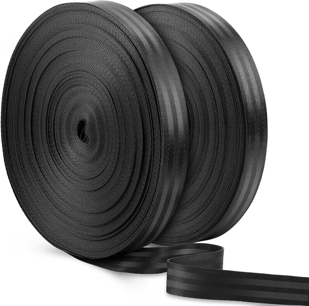 2 Rolls 98 Yards Nylon Webbing Strap 1 Inch Heavy Duty Webbing Roll Flat Climbing Webbing for Indoor Outdoor Gear Crafting DIY Repairing Belt Camping Hiking Sports