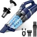 AHNR Handheld Vacuum Cordless, 16000PA Powerful Suction Hand Held Vacuum Dust Busters Cordless Rechargeable with LED Light & 2 HEPA Filters, Portable Car Vacuum Cleaner High Power for Car Home Office (Dark Blue/Silver)