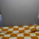KICMOR 4x6 Rugs for Bedroom Living Room, Orange and Cream White Fluffy Fuzzy Checkered Shag Area Rug Shaggy Bedside Carpet, Furry Plush Soft Rug for Kids Boys Girls Room Nursery Playroom Home Decor (4' x 6', Orange / White)