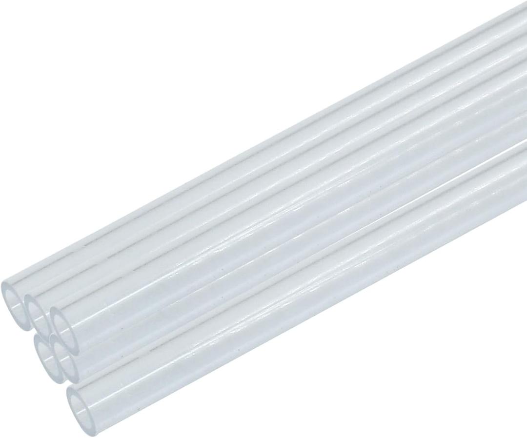 Piutouyar 6 Pcs Round Clear Rigid Tubing Pipe, 0.16 Inch (4 mm) ID x 0.24 Inch (6 mm) OD x 12 Inch (305 mm) Length Rigid Tubing Plastic Polycarbonate Tube