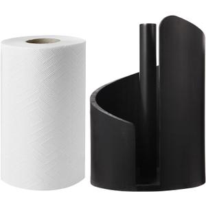 Paper Towel Holder Countertop with Wood Round Base and Iron Holder,Holds Mega Roll,Holder Stand for Kitchen Roll Organize,Wooden Paper Towel Holder for Kitchen Dining Table Home Decor