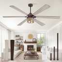 72 Inch Farmhouse Ceiling Fans with Lights and Remote,Industrial Large Ceiling Fan with 6-Speed Reversible DC Motor and 6 Dual Finish Blades,Oil Bronze Ceiling Fan with Light for Living Bedroom Patio