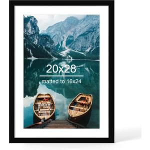 Hongkee 20x28 Picture Frame, Black Wood Style, Wall Mounting