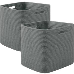 OIAHOMY Storage Cubes, 13 Inch Cube Storage Organizer, Collapsible Storage Bins, Baskets for Organizing, Storage Bins for Shelves-Dark Grey, 2-PACK