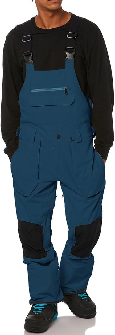 Men's Snow Bibs Ski Pants Adjustable Snowboard Bib Outdoor Waterproof Insulated Ripstop Snowboarding Overalls Winter (Large, Lake Blue)