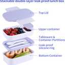 2 x Lunchneo bento box for adults, separate for men and women, set of utensils and dipping containers, cute Japanese bento box, microwave heatable(White)