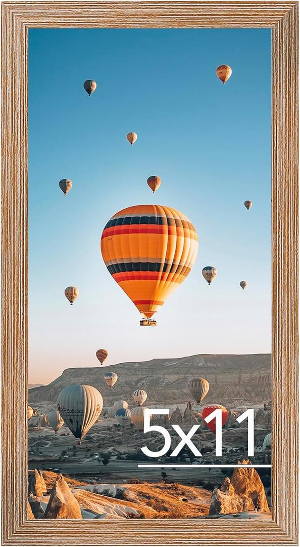 5x11 Picture Frame Rustic Brown for Wall Hanging or Tabletop, Wall Mounting Horizontally or Vertically, 5 x 11 Wall Gallery Poster Photo Frame with Shatter Resistant Plexiglass, Rustic Brown