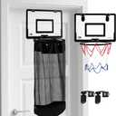 2-in-1 Over the Door Basketball Laundry Hamper and Basketball Hoop, Durable Hanging Sports Laundry/Clothes Basket with Hoop and a Bottom Zipper for Kids Teen Bedrooms, Dorm Rooms, Bathroom