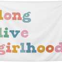 NATSUNO Long Live Girlhood Tapestry, Girls Room Decor Wall Tapestry, Boho Colorful Tapestries Wall Hanging for Toddler Girls Bedroom Playroom Nursery Decor, 50x60 Inches