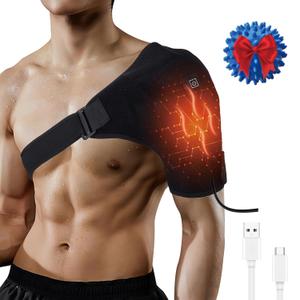 Shoulder Heating Pad with 3 Heat Levels - Adjustable Shoulder Brace for Men & Women, Powered by DC Power Sources (e.g., Power Banks)