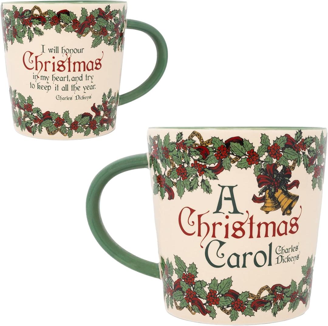 Steel Mill & Co Book Lovers Holiday Mug, Cute Coffee/Tea Ceramic Mug with Handle for Book Club, 14 oz Reading Themed Coffee Cup (A Christmas Carol)