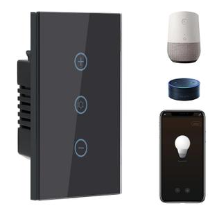 BSEED Smart Dimmer Switch, 2.4GHz WiFi Dimmer Light Switch Works with Alexa and Google Home, Neutral Wire Required Light Switch Dimmer, Single Pole Touch Dimmer Switch for Lamp, Remote Control, Black