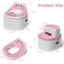 3-in-1 Potty Training Toilet, Portable Potty, Potty Training Seat and Toddler Step Stool, Easy Setup and Clean, Anti-Slip Toddler Potty Trainer for Boy Girl,Pink
