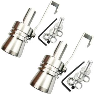 DEVMO 2pcs XL Size Aluminum Alloy Universal Turbo Sound Exhaust Muffler Pipe Whistle Car Roar Maker Silver Tone