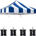 Eurmax USA New 10x10 Pop Up Canopy Replacement Canopy Tent Top Cover, Instant Canopy Top Cover ONLY, Choose 30 Colors,Bonus 4PC Pack Weight Bag (Stripe Blue)
