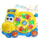 English Spanish Bilingual Learning Baby Toys 6 12 18 Months, Musical Educational Toys for Toddler 1-3, Spin Interactive School Bus Toys 1+ Year Old Boys Girls Kids Birthday