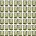 Maxdot 48 Pack Green Glass Votive Candle Holders 2.1 x 2.6 Inch St. Patrick's Day Tea Light Candleholder Bulk Xmas Glass Tealight Candlestick Holders for Table Centerpiece Home Wedding Party Decor