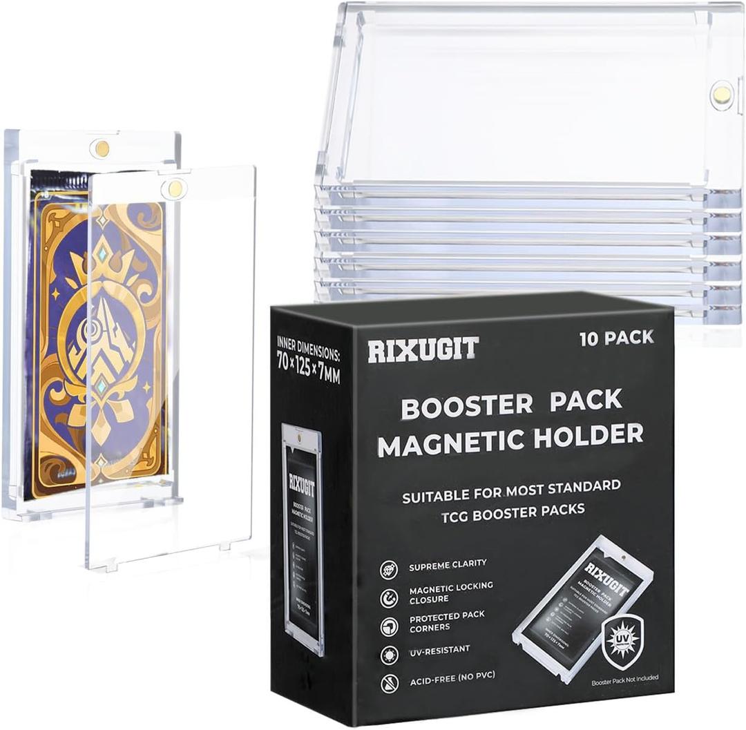 10-Pack One Touch Booster-Pack Magnetic-Holders - UV Protection Clear Booster Pack Cases, Fit for Standard Cards Storage and Display, Protect Your Collectible, Sports, and Gaming Cards