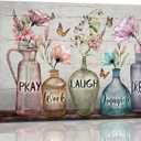 Shuweienphant Farmhouse Bathroom Wall Art Flower Butterfly Pictures Decor Inspirational Quotes Canvas Painting Print Artwork Modern Home Framed for Living room Bedroom 12/''X16/''