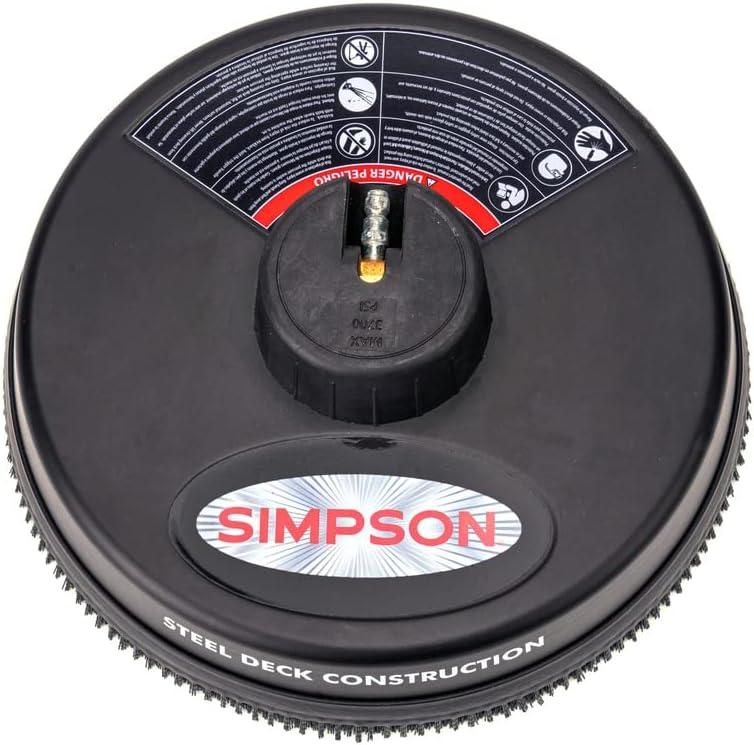Simpson Cleaning 80165 Universal 15" Steel Pressure Washer Surface Cleaner for Cold Water Machines, 1/4" Quick Connection, Recommended Min 2200 PSI up to Max of 3700 PSI, Black