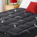 Mattress Pad Queen Size, Cooling Pillow Top Mattress Topper, Ultra Soft Viscose from Bamboo, Breathable for Hot Sleepers, Deep Pocket 8"-20", Black