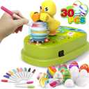 Engfa Easter Egg Decorating Kit, Easter Egg Dye Kit Egg Decorating Spinner with 12 Dying Markers 30 Plastic Easter Eggs and Slings, Easter Basket Stuffers Easter Gifts for Kids (Yellow-green)
