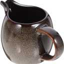 DEARMAMY Ceramic Creamer Gravy Boat Creamer Pitcher with Handle Ceramic Syrup Dispenser Terrarium Pitcher Pourer Serving for Milk Sauce Salad Dressings Broth Black Pepper Gray