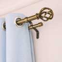 Brass Double Curtain Rods, Heavy Duty Decorative Drapery Rod 36-72 Inches, Telescoping Drapery Rod with Twisted Cage Finials