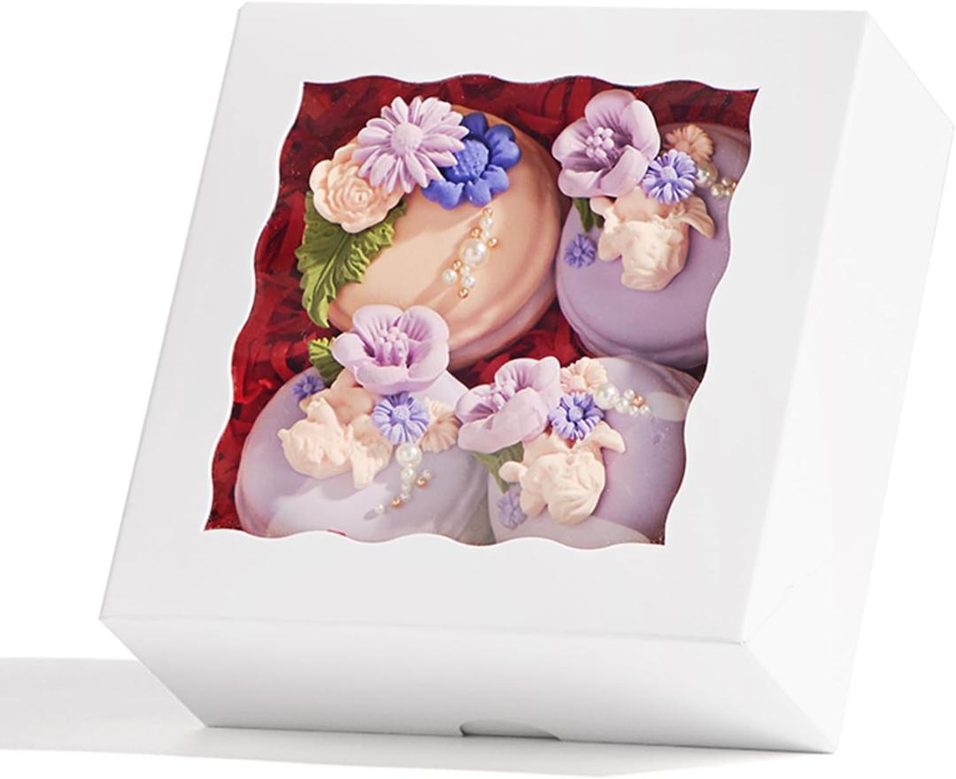 20pcs 5x5x2 Inch Window Boxes - Fits Cookies, Soap, Chocolate, Macaron, Cake & Gift Goodies