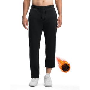 Rdruko Men's Fleece Sweatpants Straight Leg Athletic Yoga Lounge Pants Open Bottom Casual Jersey Pants with Zipper Pockets (Medium, Black)