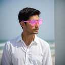 2 x 14 Pairs Pink Heart Sunglasses, Heart Shaped Sunglasses for Women, Candy Color Frameless Love Glasses, Funny Transparent Rimless Glasses for Party