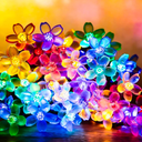 Flower String Lights Indoor Bedroom Easter Decorations,33 FT 100 LED Plug in Decorative Cherry Blossom Soft Crystal Floral Lamp for Christmas Valentine's Day Birthday Hanging Decor (Multicolored)