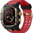 amBand Rugged Case with Band for Apple Watch Ultra 3/2/1 49mm, M3 Military Grade Shockproof Cover, Includes Screen Protector Kit, Tactical Band for Men - Compatible with iWatch Ultra, Red