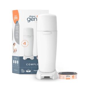 Diaper Genie Complete Diaper Pail (White) Includes 1 Refill (Holds 270 Newborn Diapers) & 1 Carbon Filter