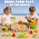 Dreamon Beach Toys for Kids 29PCS Farm Sand Toys with 2 Collapsible Buckets, Rake & Shovel Set, Sand Molds and Mesh Bag, Sandcastle Building Kit Travel Beach Toys for Kids Ages 4-8