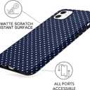 Case for iPhone 12/12 Pro, Glossy Hybrid 2-Layer Hard Shell, Aesthetic Scratch Resistant Cover, Navy Blue Polka Dot