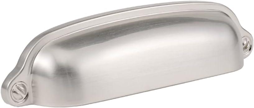 HARPOON 10 Pack Bin Cup Handle Pulls,Vintage Drawer Pulls,Cabinet Hardware,Shell Handle,3.78 Inch Brushed Satin Nickel