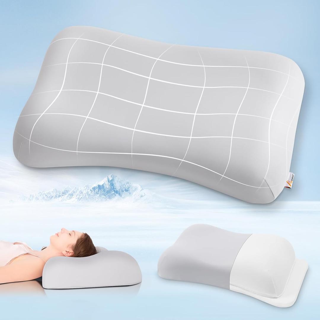 Elegear Deep Sleep Cooling Neck Pillow, Zero-Pressure Tech Orthopedic Pillow Provides Ultra-soft Cloud Support&BreathabAle, Ergonomic Contour Cervical Pillow for Neck Pain Relief for Side&Back Sleeper (Medium - 25" x 16" x 4.3" /3.9")