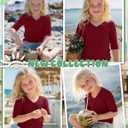 Toddler Girls Ribbed V Neck Tee | Soft Cotton Fabric, Ribbed Texture, Slim Cut, Elbow Length Sleeves, Summer Daycare And Play