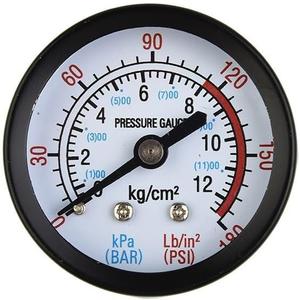 Air Compressor Pressure Gauge, 1/4 Thread Pressure Gauge 0-180 PSI/0-12 Bar Manometer