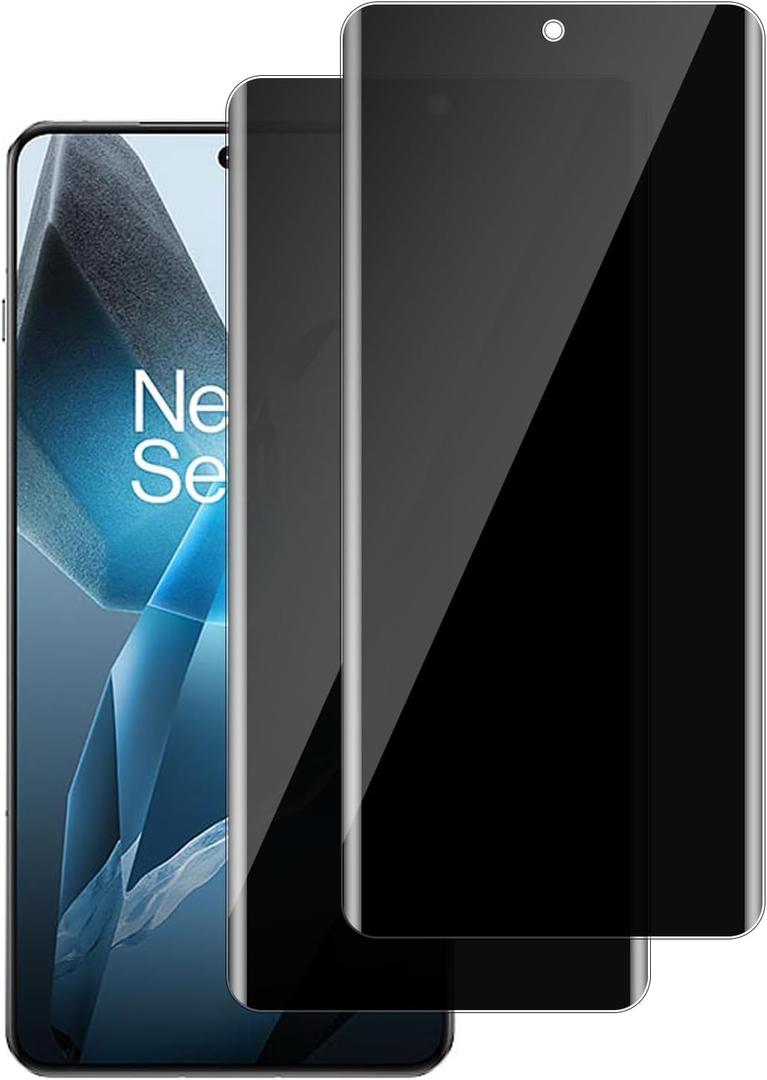 2 Pack Tempered Glass for OnePlus 13 Privacy Screen Protector, 3D Full Coverage Anti-Spy Bubble-Free Anti-Scratch for OnePlus 13 (6.82"), Case Friendly