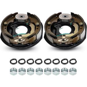 Trailer Electric Brakes, 1 Pair of 4 Hole Mounting Electric Brake Assembly 10" X 2-1/4" for 3,500 lbs Axle(Manual adjusting)-(Set 2: 1 Left+1 Right)