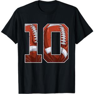 Football 10th Birthday Boy Ten 10 Years Old Bday Party Kids T-Shirt, S