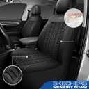 Skechers Slip-Ins Seat Covers, Memory Foam 3D Tyre Embossed Leather Car Seat Covers Front Seats Airbag Compatible, Universal Automotive Comfort for Most Cars, Vans, Trucks, SUV, Black