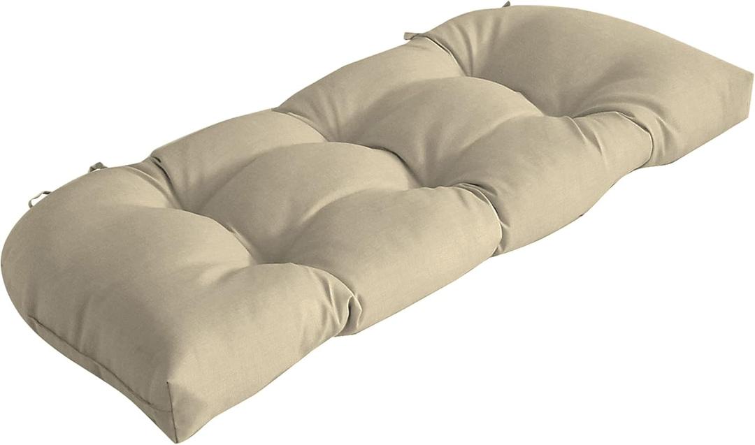 Arden Outdoor Wicker Settee Cushion, 41.5 x 18, Rain-Proof, Fade Resistant 41.5 x 18, Tan Leala (18"D x 41.5"W x 5"H)