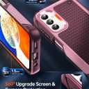 LeYi for Samsung Galaxy A14-5G Phone Case: Samsung A14 5G Case with Glass Screen Protector, Dual Layer Heavy Duty Shockproof Cell Case Cover Funfa para Android Mobile A 14 5G Telephone, Red Pink