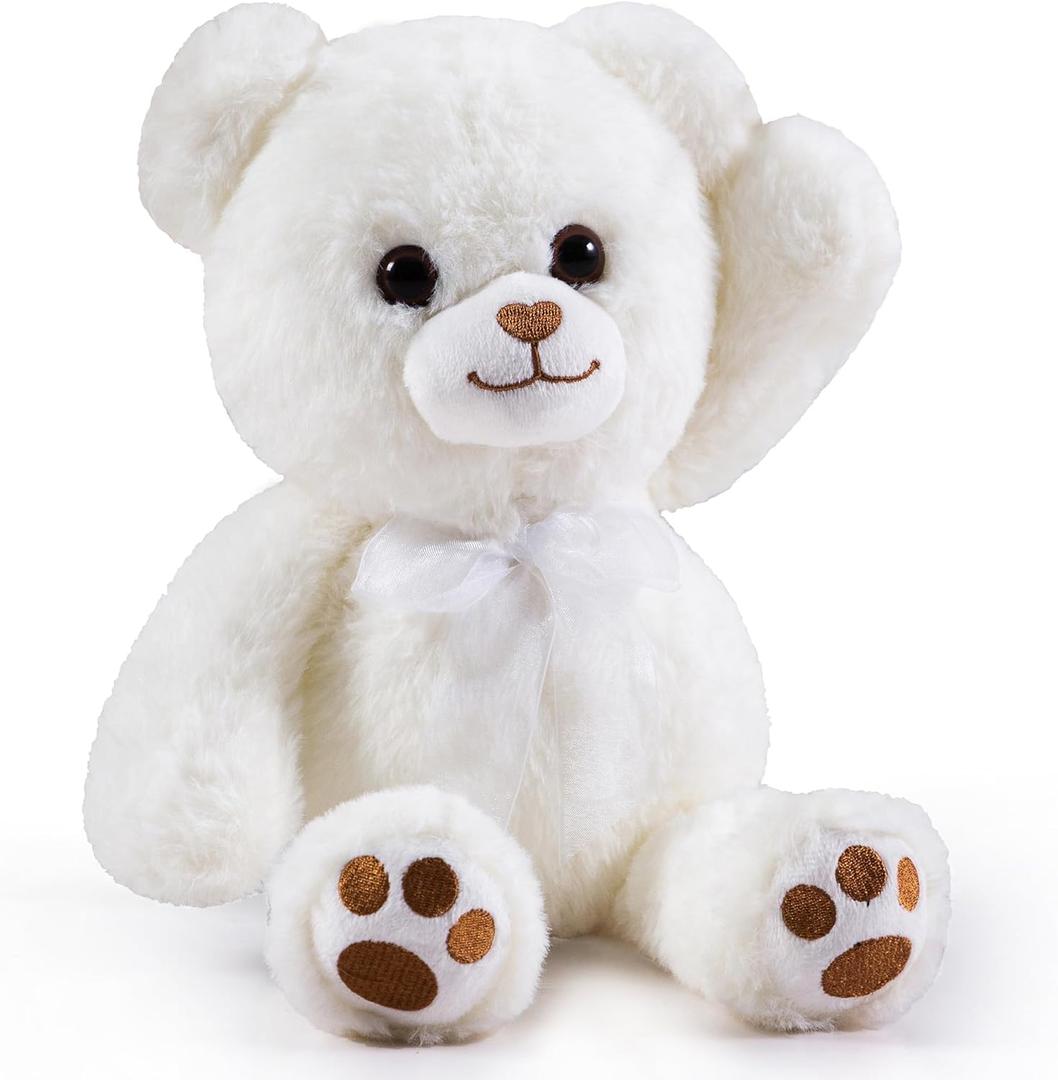 White Teddy Bear Stuffed Animal Small Teddy Bear with Heart Plush Toys Stuffed Animals for Girls Cute Stuffed Animals Teddy Bears Stuffed Bear Plush 9 Inch Animal Plushies Halloween
